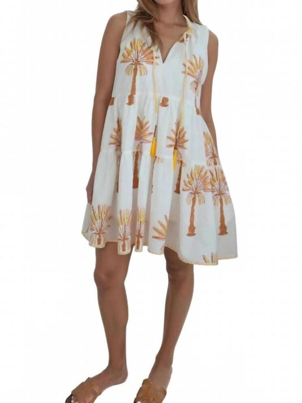 NIBI-MTK Molly Mini Dress with Yellow & Pink Palms